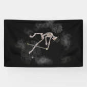 踊りスケルトンのトップハットハロウィーン 横断幕 (横)