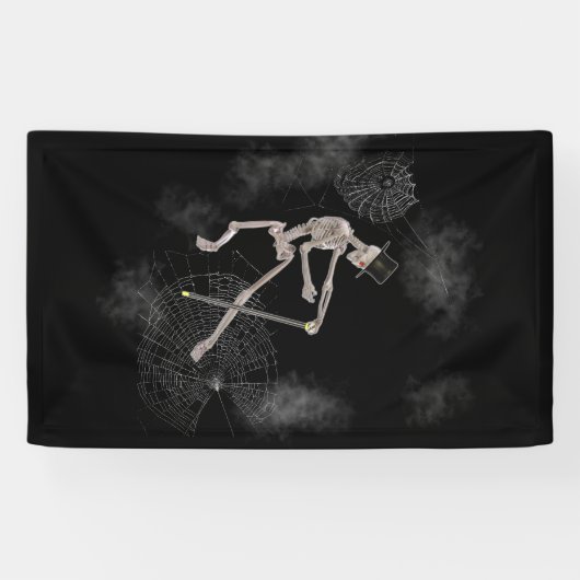 踊りスケルトンのトップハットハロウィーン 横断幕 (横)