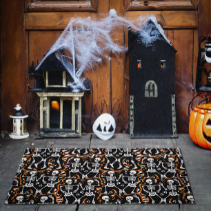 踊りスケルトンのハロウィーンまたは死んだ日 ドアマット