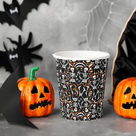 踊りスケルトンのハロウィーンまたは死んだ日 紙コップ