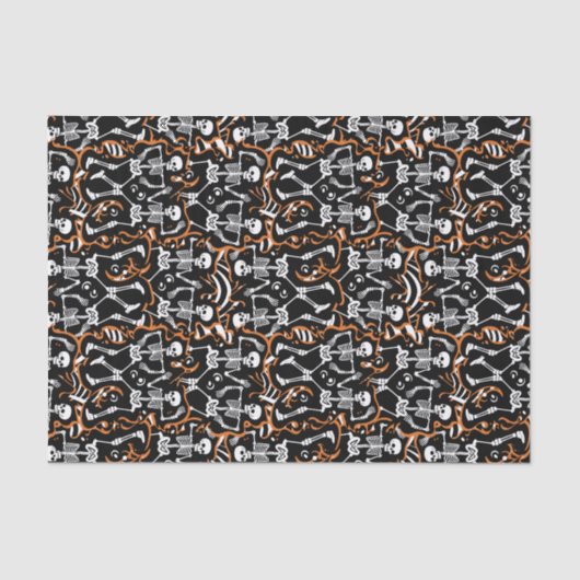 踊りスケルトンのハロウィーンまたは死んだ日 薄葉紙 (正面)