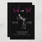 踊りスケルトンアダルトガールズハローウィンパーティブラック 招待状 (正面/裏面)