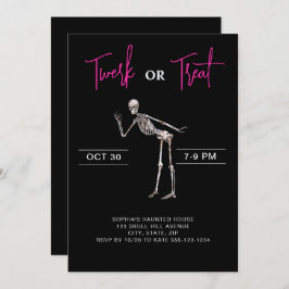 踊りスケルトンアダルトガールズハローウィンパーティブラック 招待状