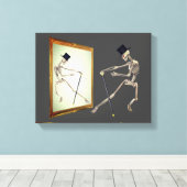 踊りスケルトンイン鏡 キャンバスプリント (インサイチュ (ウッドフロア))