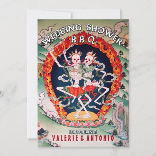 踊りスケルトンウェディングシャワーBBQ招待状 招待状 (正面)