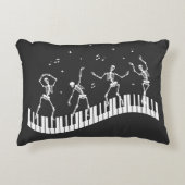 踊りスケルトンキーボードミュージック先生ブラック アクセントクッション (正面)