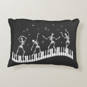 踊りスケルトンキーボードミュージック先生ブラック アクセントクッション (裏面)