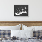 踊りスケルトンキーボードミュージック先生ブラック キャンバスプリント (インサイチュ (寝室))