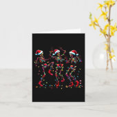 踊りスケルトンサンタクリスマスライトクリスマス カード (黄色い花)