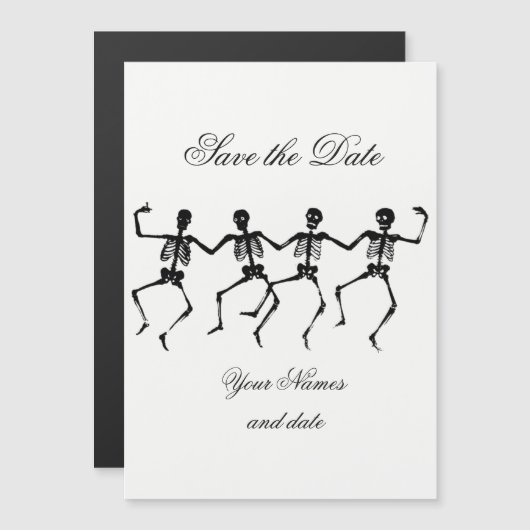 踊りスケルトンズハロウィーンサンダーコーブ マグネット招待状 (正面/裏面)