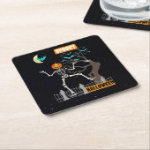 踊りスケルトンハロウィーン紙コースター スクエアペーパーコースター (アングル)