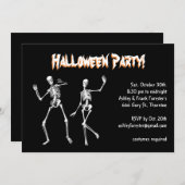 踊りスケルトンハロウィーン衣装パーティー招待状 招待状 (正面/裏面)