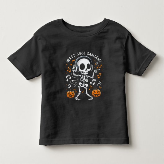 踊りスケルトンハロウィーン音楽パーティーTシャツ トドラーTシャツ (正面)