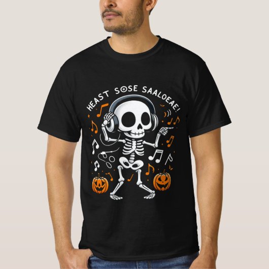 踊りスケルトンハロウィーン音楽パーティーTシャツ Tシャツ (正面)