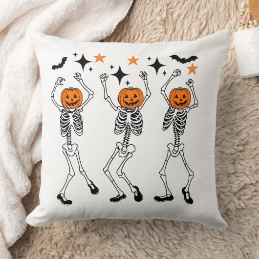 踊りスケルトンハロウィーン クッション (ブランケット)