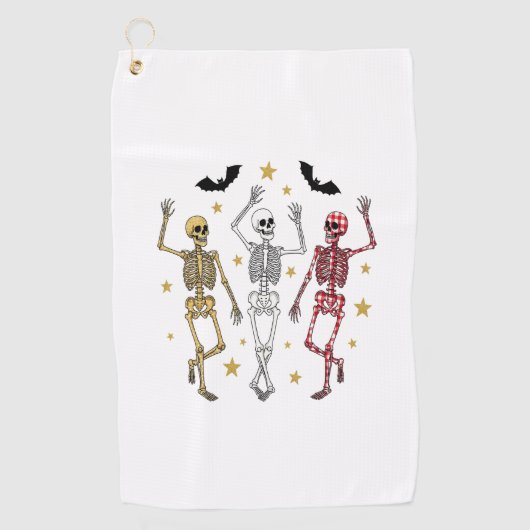踊りスケルトンハロウィーン ゴルフタオル (正面)