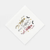 踊りスケルトンハロウィーン スタンダードランチョンナプキン (角)