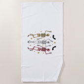 踊りスケルトンハロウィーン ビーチタオル (正面)