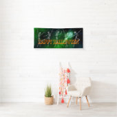 踊りスケルトンハローウィンパーティグリーンオレンジシック 横断幕 (インサイチュ)