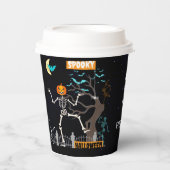 踊りスケルトンハローウィンパーティ紙カップ 紙コップ (正面)