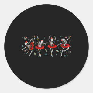 踊りスケルトンバレエバレエバレリーナクリスマスガールズ ラウンドシール