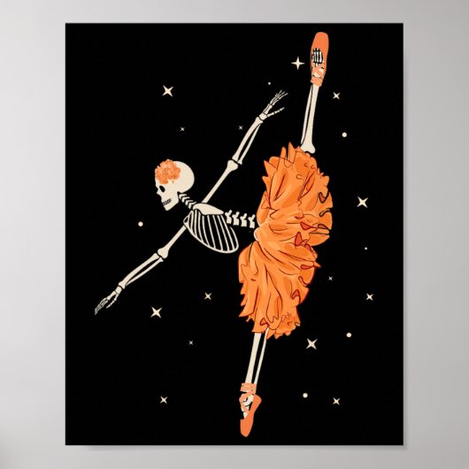 踊りスケルトンバレリナバレエダンスハロウィーン ポスター (正面)