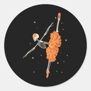 踊りスケルトンバレリナバレエダンスハロウィーン ラウンドシール