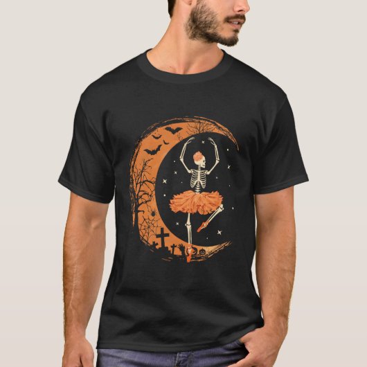 踊りスケルトンバレリナバレエダンスハロウィーン Tシャツ (正面)