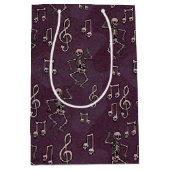 踊りスケルトンミュージックノートハロウィーン ミディアムペーパーバッグ (正面)