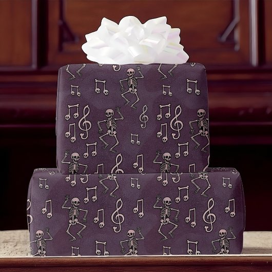 踊りスケルトンミュージックノートハロウィーン ラッピングペーパー