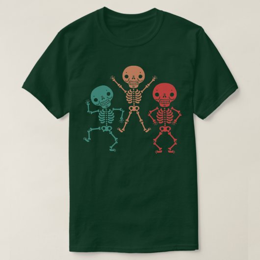 踊りスケルトンレトロダンサーおもしろい Tシャツ (デザイン正面)