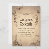 踊りスケルトンヴィンテージハロウィーン招待状 シーズンカード (正面)