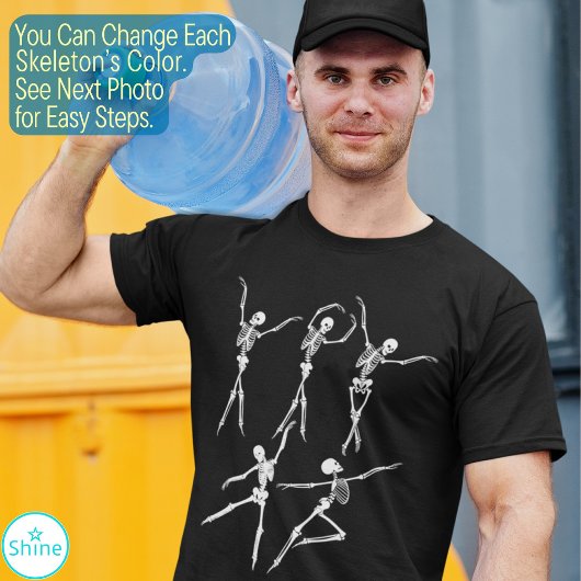 踊りスケルトン不気味なバおもしろいレーリナハロウィーン Tシャツ