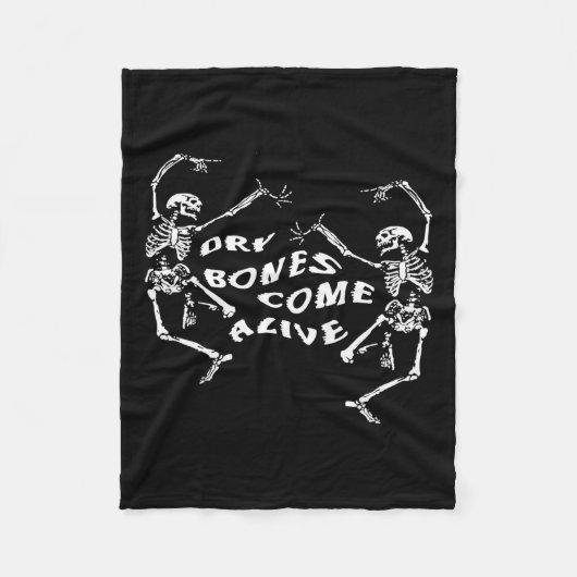 踊りスケルトン乾いた来骨生きバイブル聖句 フリースブランケット (正面)