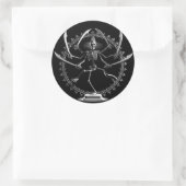 踊りスケルトン女神ステッカー ラウンドシール (バッグ)