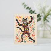 踊りスケルトン猫おかしなハロウィーン ポストカード (スタンド正面)
