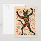 踊りスケルトン猫おかしなハロウィーン ポストカード (正面/裏面)