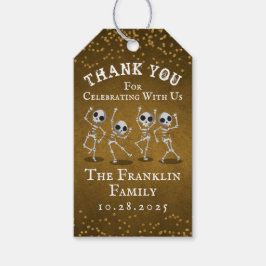 踊りスケルトン金ゴールドグリッターハロウィンサンキュー ギフトタグ