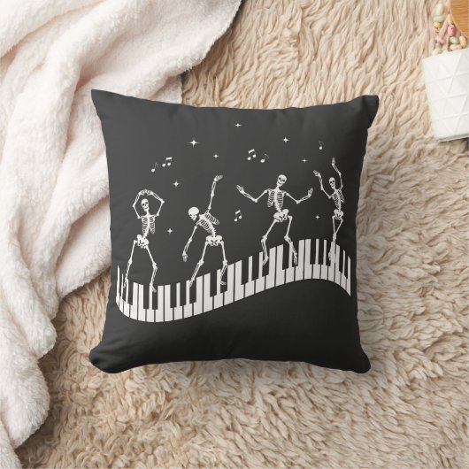 踊りスケルトン鍵盤ミュージック先生Tシャツ クッション (ブランケット)