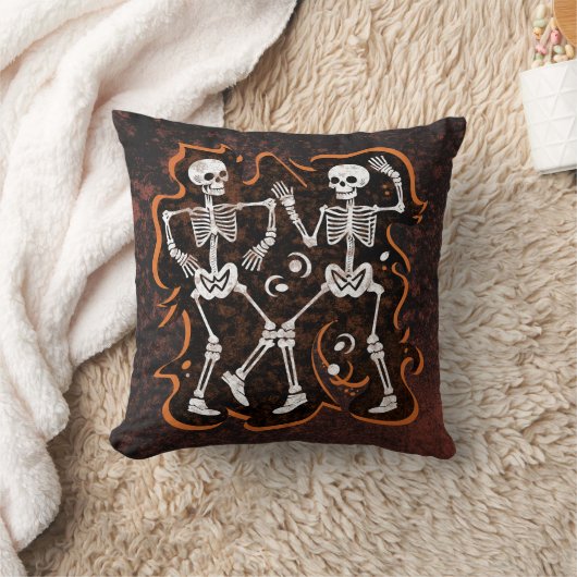 踊りスケルトン面白いハロウィーンパーティー クッション (ブランケット)