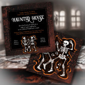 踊りスケルトン面白いハロウィーンパーティー 招待状