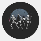 踊りスケルトン飲むワインラバーハおもしろいロウ ラウンドシール (正面)