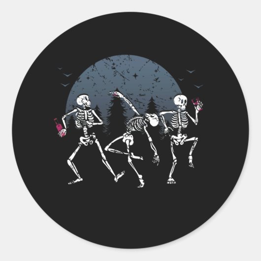 踊りスケルトン飲むワインラバーハおもしろいロウ ラウンドシール (正面)