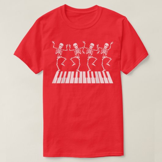踊りスケルトン(ピアノT) Tシャツ (デザイン正面)