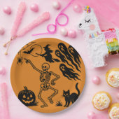 踊りスケルトン&ブラックキャットハロウィーン紙プレート ペーパープレート (パーティー)