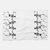 踊りスケルトン（黒い白） キッチンタオル (横)