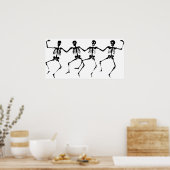 踊りスケルトン(黒い白) ポスター (キッチン)