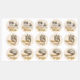 踊りスケルトンHalloween参加ステッカー ラベル