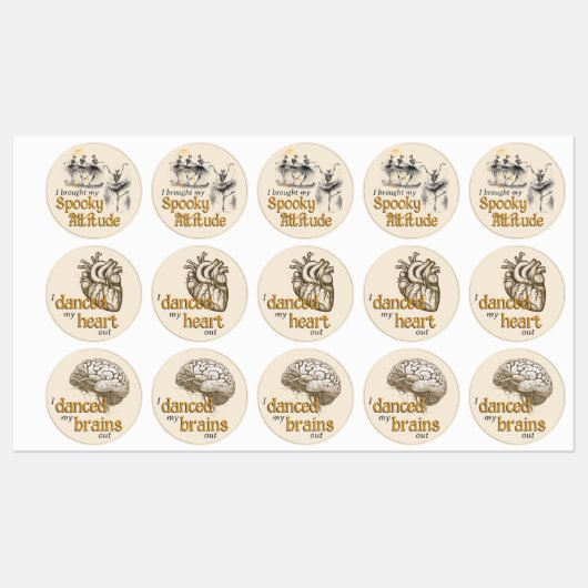 踊りスケルトンHalloween参加ステッカー ラベル (シート)