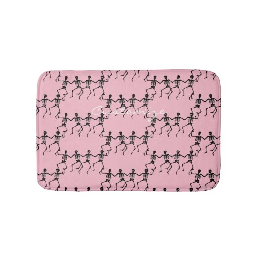 踊りスケルトンHalloween Thunder_Coveピンク バスマット (正面)